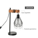 Lampada da Comodino con Paralume in Metallo E14 25x15x48 cm Nera