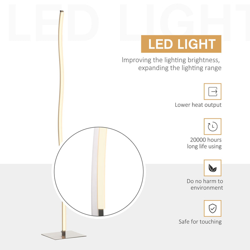 Lampada a LED da Terra a Stelo 144 cm 12W Bianco Caldo Argento