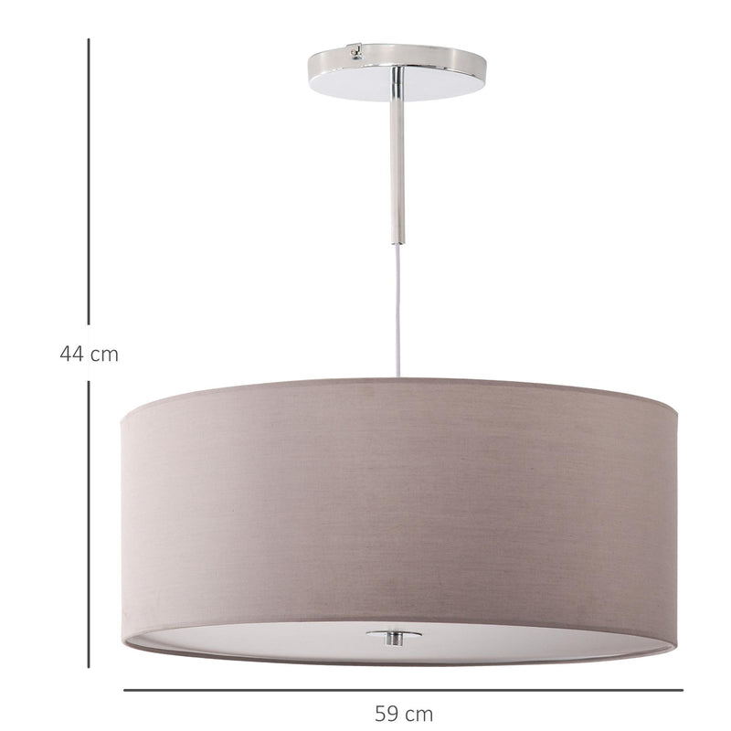 Lampadario a Sospensione con LED Dimmerabili 3 Colori 59x59x44 cm 36W Grigio Chiaro