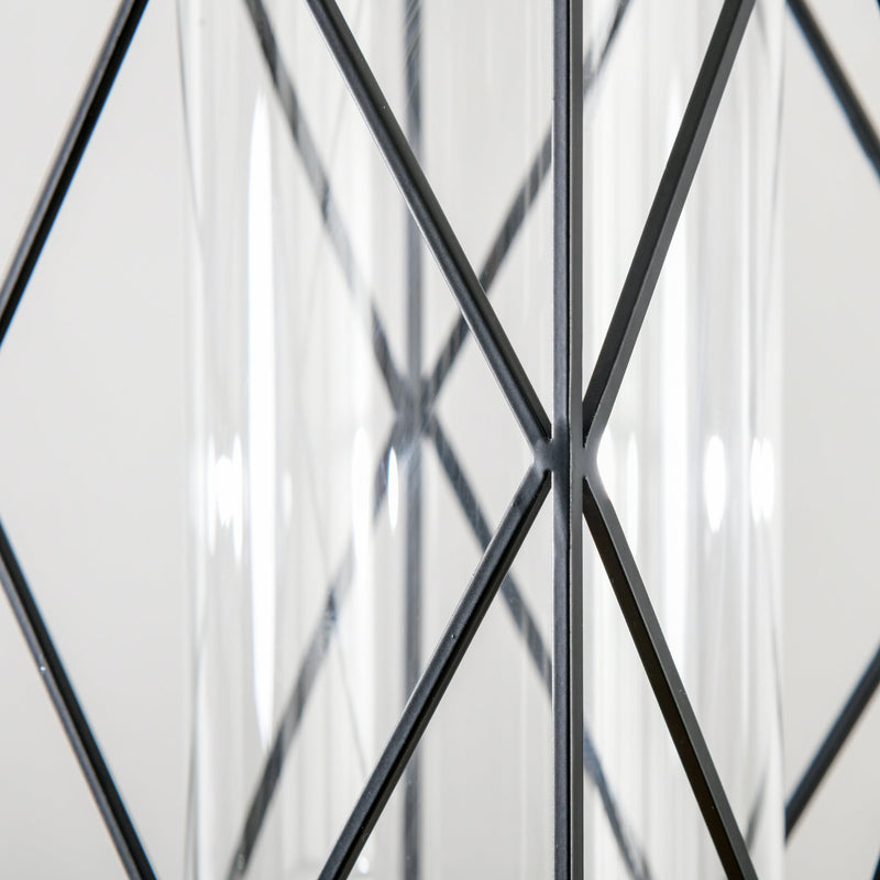 Lampadario Stile Geometrico 16x16x120 cm E27 in Metallo Nero