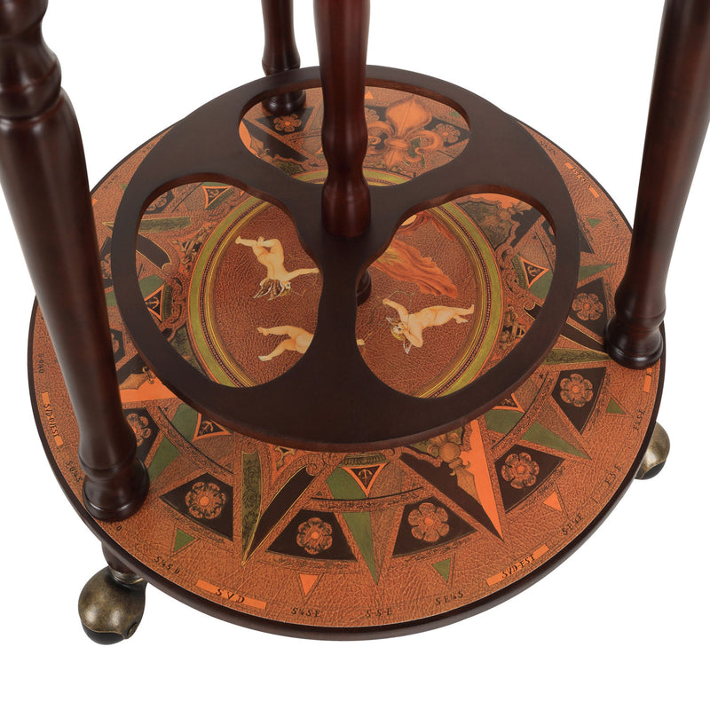 Portabottiglie Bar a Forma di Mappamondo Ø47x90 cm in Legno con Ruote