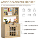 Mobile Credenza Alta da Cucina 106x48x180 cm in Legno Rovere