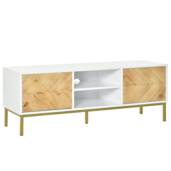 Mobile TV 2 Ante e Vano Centrale 120x40x44,6 cm in Legno Bianco e Oro online