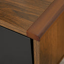 Mobile TV 2 Ante e Vano Centrale 122x39x46 cm in Legno Teak e Nero