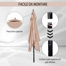 Ombrellone da Giardino 3x3 m Palo Ø48 mm in Metallo e Poliestere Beige e Nero