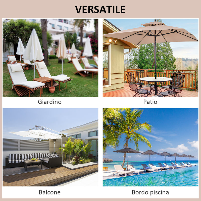 Ombrellone da Giardino 3x3 m Palo Ø48 mm in Metallo e Poliestere Beige e Nero