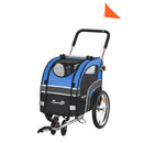 Carrellino Rimorchio per Cani da Bicicletta 130x58x94 cm in Metallo e Tessuto Oxford Blu