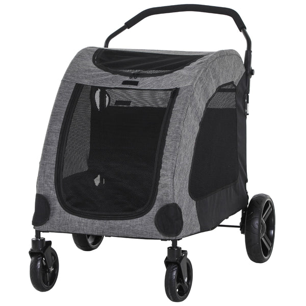 sconto Passeggino per Cani Taglia Medio Grande 98x82x110 cm in Alluminio e Tessuto Oxford Grigio