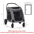Passeggino per Cani Taglia Medio Grande 98x82x110 cm in Alluminio e Tessuto Oxford Grigio