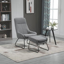 Poltrona con Pouf Poggiapiedi Imbottiti 64x77x107,5 cm in Tessuto Grigio