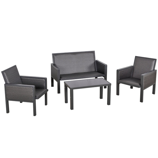 online Set Salotto da Giardino Divano 2 Poltrone e Tavolino in Rattan Grigio