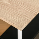 Scrivania Angolare da Ufficio 150x120x74 cm con 3 Mensole in Metallo e MDF Legno e Bianco