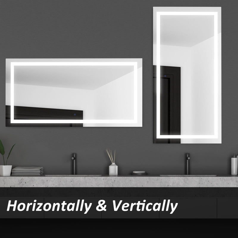 Specchio per Bagno da Parete  120x60x4 cm con LED e Interruttore Touch