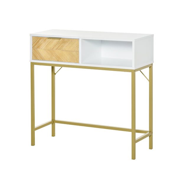 acquista Consolle Ingresso 1 Cassetto 80x30x80,5 cm in Legno Bianco e Oro