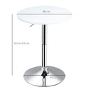 Tavolino da Bar Ø60x69-93 cm in Metallo e MDF Bianco