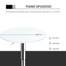 Tavolino da Bar Ø60x69-93 cm in Metallo e MDF Bianco