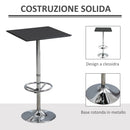 Tavolino da Bar Alto 64x64x109 cm Piano in Similpelle Nero