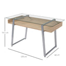 Scrivania da Ufficio Porta PC 120x60x74,5 cm in Acciaio Legno e Piano in Vetro 