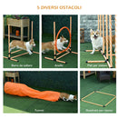 Set Addestramento Cani da Esterno Ø60x297 cm Slalom Ostacolo e Tunnel Arancione