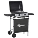 Barbecue a Gas GPL 2 Fuochi 2,8kW in Acciaio con Ruote e Mensole Nero
