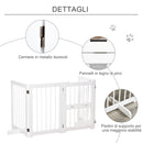 Cancelletto di Sicurezza Pieghevole per Animali Domestici 215x38x75 cm in Legno Bianco
