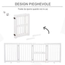 Cancelletto di Sicurezza Pieghevole per Animali Domestici 215x38x75 cm in Legno Bianco