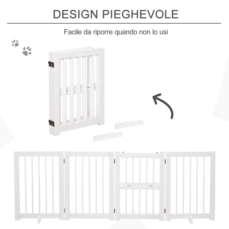 Cancelletto di Sicurezza Pieghevole per Animali Domestici 215x38x75 cm in Legno Bianco