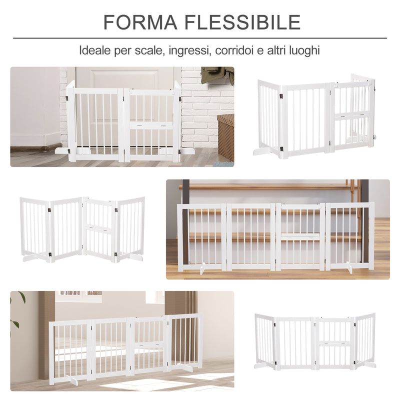 Cancelletto di Sicurezza Pieghevole per Animali Domestici 215x38x75 cm in Legno Bianco