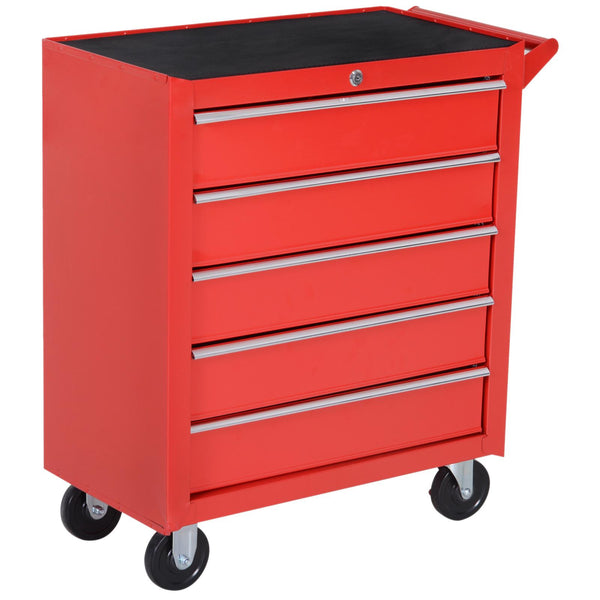 Carrello da Lavoro con 5 Cassetti Porta Utensili 69x33x75 cm in Acciaio Rosso prezzo