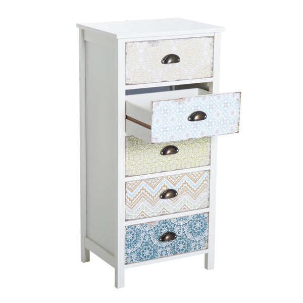 Cassettiera con 5 Cassetti 46x34x97,5 cm in MDF Bianco online