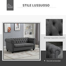 Divano 2 Posti 185x81x78 cm in Tessuto Effetto Lino Grigio