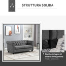 Divano 2 Posti 185x81x78 cm in Tessuto Effetto Lino Grigio