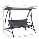 Dondolo 3 Posti da Giardino 189x133x176,5 cn in Metallo e Poliestere Grigio