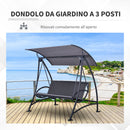 Dondolo 3 Posti da Giardino 189x133x176,5 cn in Metallo e Poliestere Grigio