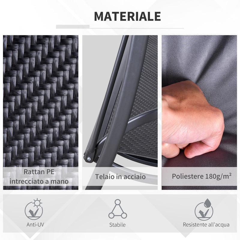 Dondolo 3 Posti da Giardino 189x133x176,5 cn in Metallo e Poliestere Grigio