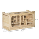 Gabbia per Roditori e Criceti 78x40x44 cm con Tetto Apribile in Legno Naturale