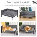 Divano Cuccia per Cani Grandi 93,5x69x48,5 cm in Tessuto Effetto Lino Grigio