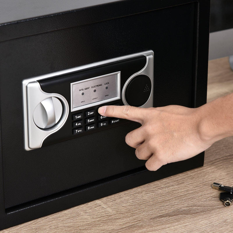 Cassaforte a Mobile Elettroinica a Batteria 38x30x30 cm in Acciaio Nera