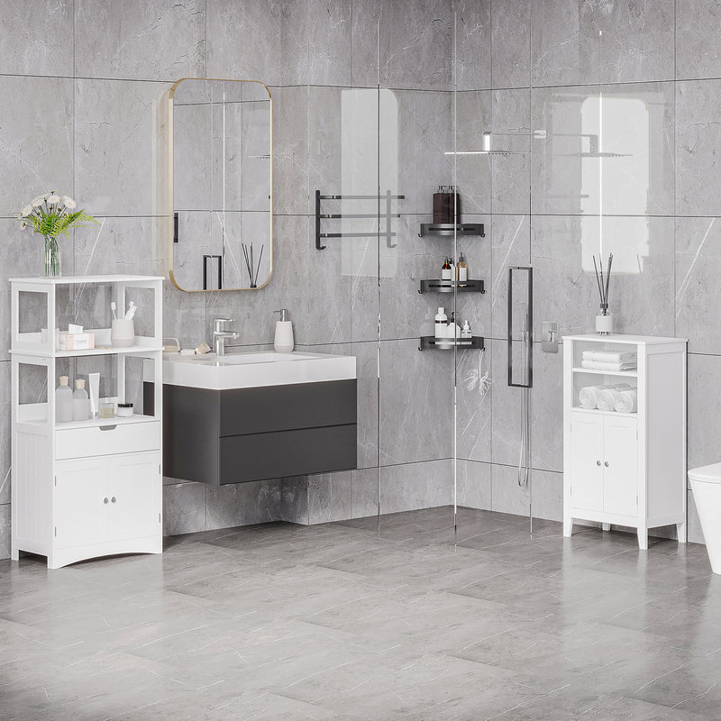 Mobiletto da Bagno 1 Mensola 2 Ante 50x30x93 cm in Legno Bianco