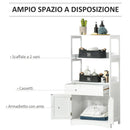Mobiletto da Bagno con Mensole 2 Ante 1 Cassetto 60x33x122,5 cm in Legno Bianco