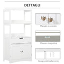 Mobiletto da Bagno con Mensole 2 Ante 1 Cassetto 60x33x122,5 cm in Legno Bianco