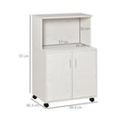 Mobile da Cucina Credenza con Ruote e Ripiano 60,4x40,3x97 cm in Legno Truciolare Bianco