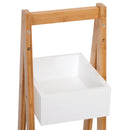 Mobiletto da Bagno 3 Ripiani 21x30x81 cm in MDF Bianco e Bambù