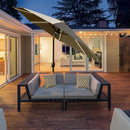 Ombrellone da Giardino con Luci LED a Pannello Solare Ø2,66m in Metallo e Poliestere Grigio