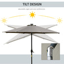 Ombrellone da Giardino con Luci LED a Pannello Solare Ø2,66m in Metallo e Poliestere Grigio