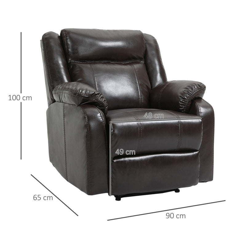 Poltrona Relax Reclinabile con Poggiapiedi in Similpelle Marrone