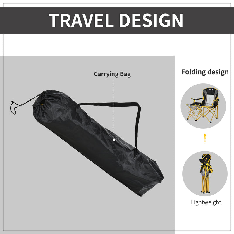 Sedia da Campeggio Pieghevole in Metalle e Tessuto Nero e Giallo