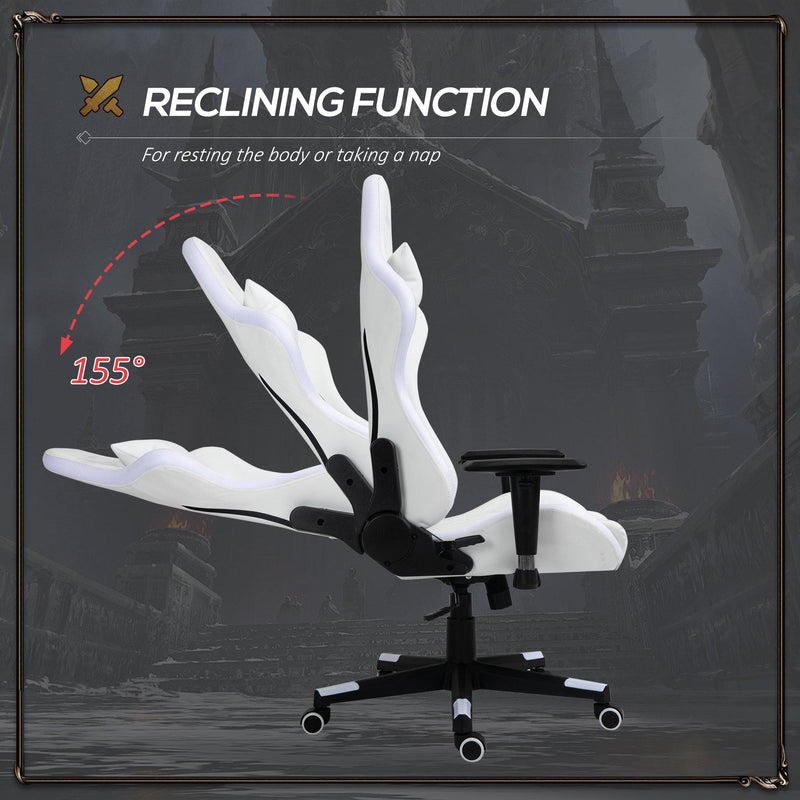 Sedia da Gaming Ergonomica con Luci a LED in Similpelle Bianca