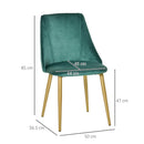 Set 2 Sedie Imbottite 50x56,5x85 cm in Tessuto Verde