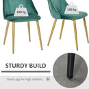 Set 2 Sedie Imbottite 50x56,5x85 cm in Tessuto Verde